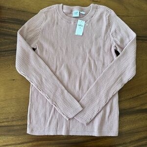 NWT GAP Kids Blushed Pink Ribbed Long Sleeve 100% Cotton Tee Size XL